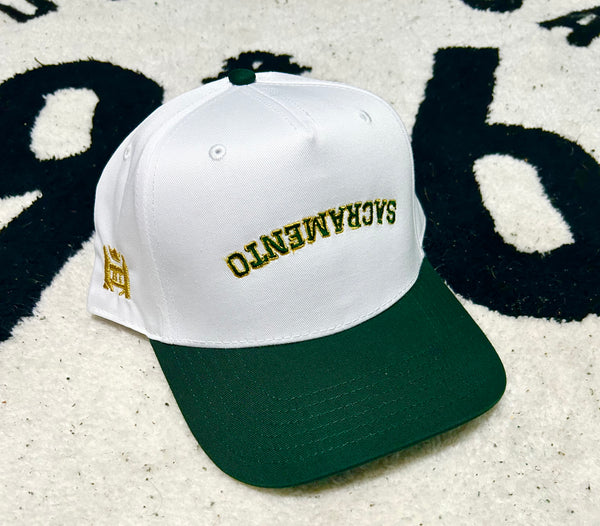 MadeInSac Official “Sacramento” Snapback (white/green)